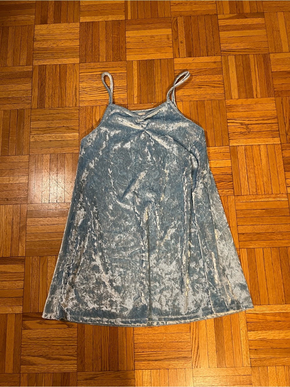 Velvet Trending! Thereabouts Velvet Spaghetti-Strap Dress in Light Blue 10/12 yr